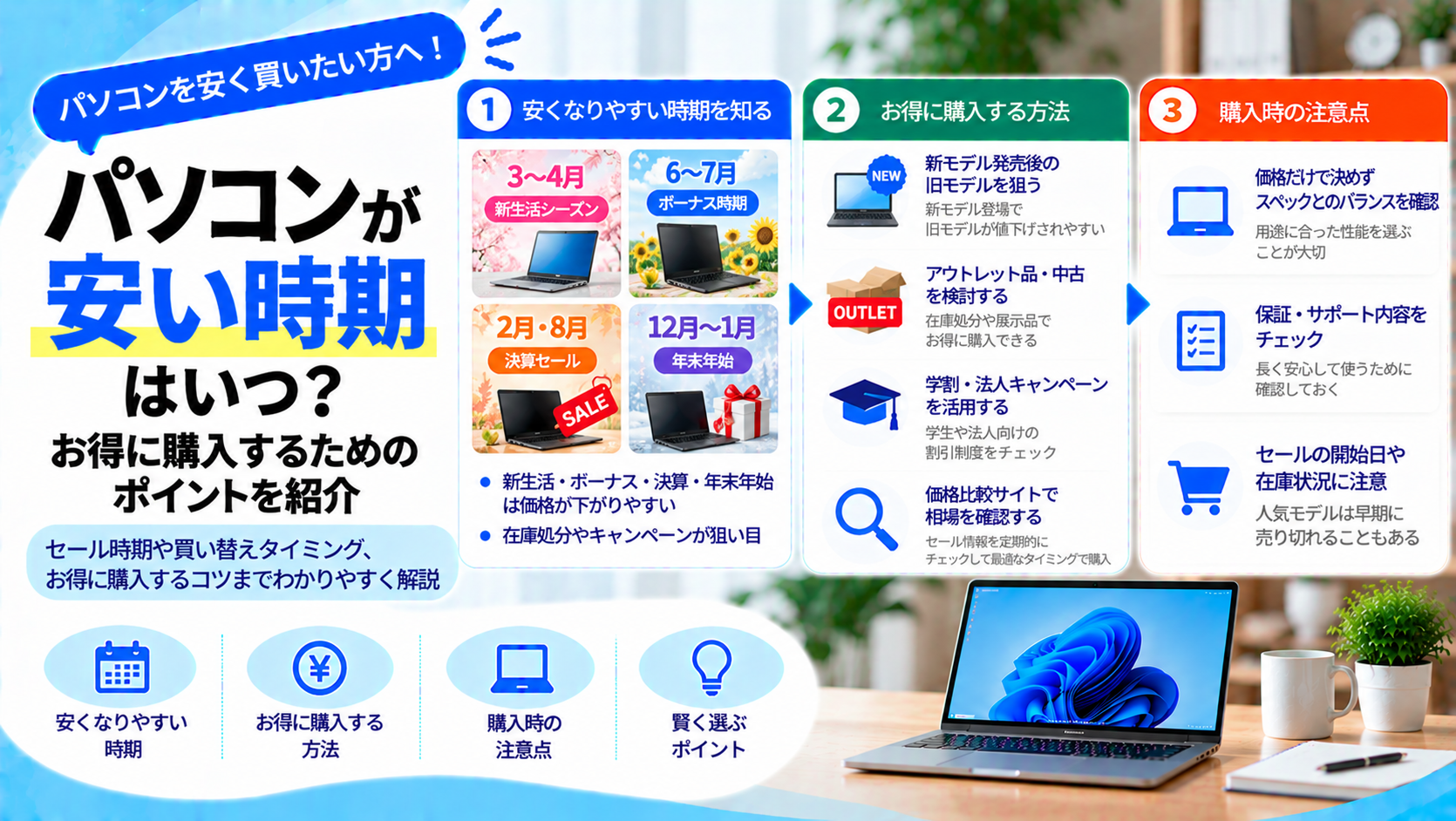 パソコンが安い時期はいつ？お得に購入するためのポイントを紹介