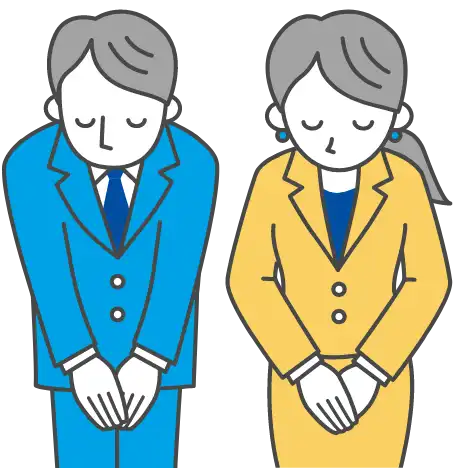 お辞儀をする男女のイラスト