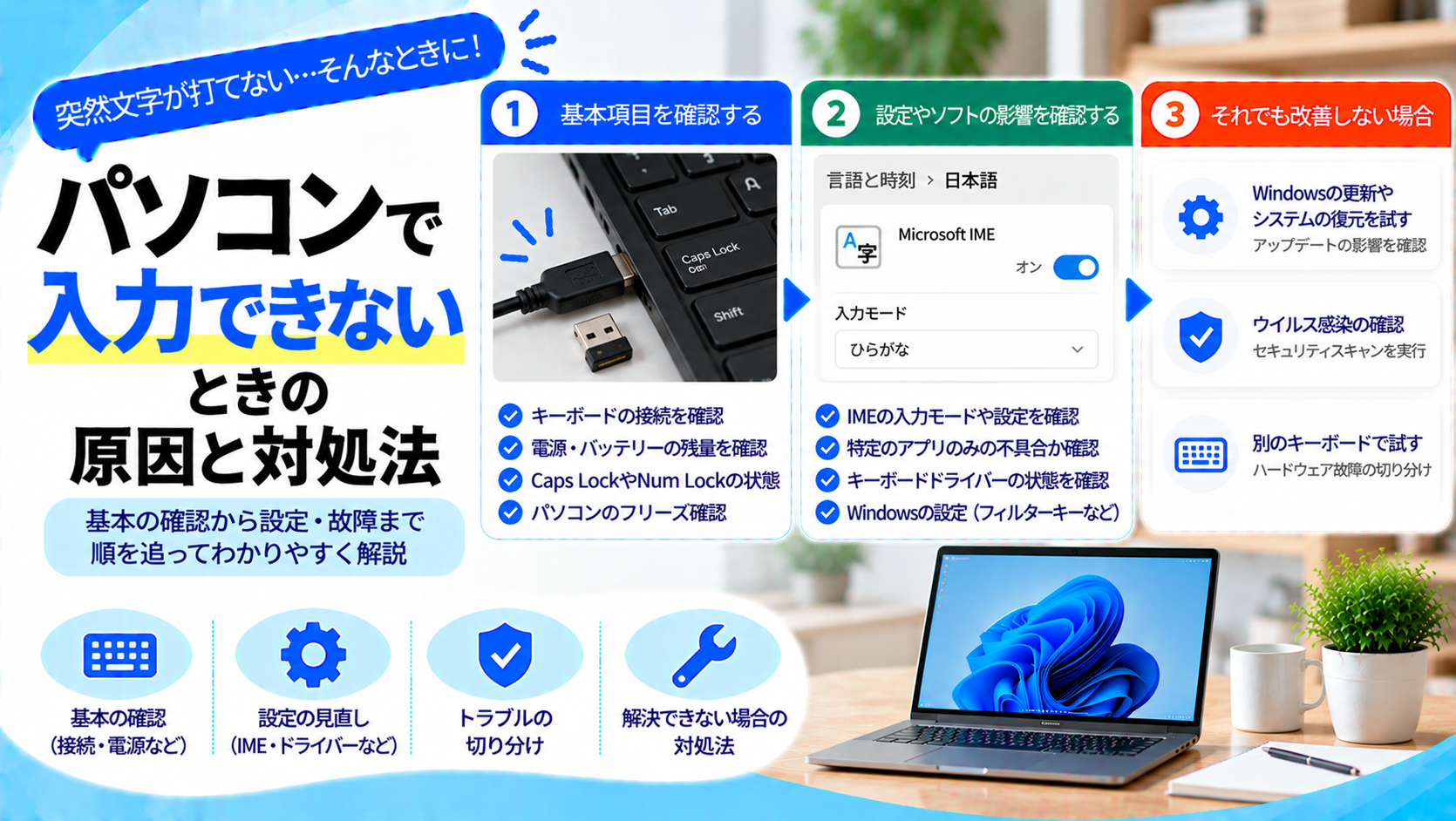パソコンで入力できないときの原因と対処法をわかりやすく解説