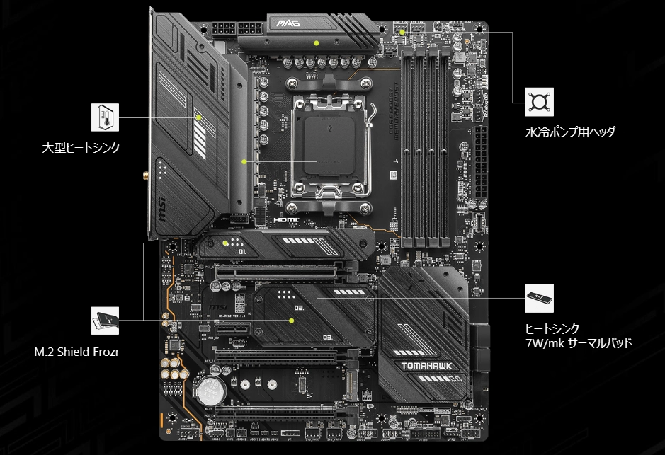 MSI MAG X670E TOMAHAWK WIFI (X670E AM5 ATX)_熱対策