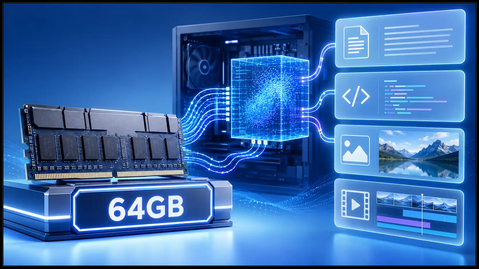 メモリ64GBとローカルAIの関係を表したイメージ