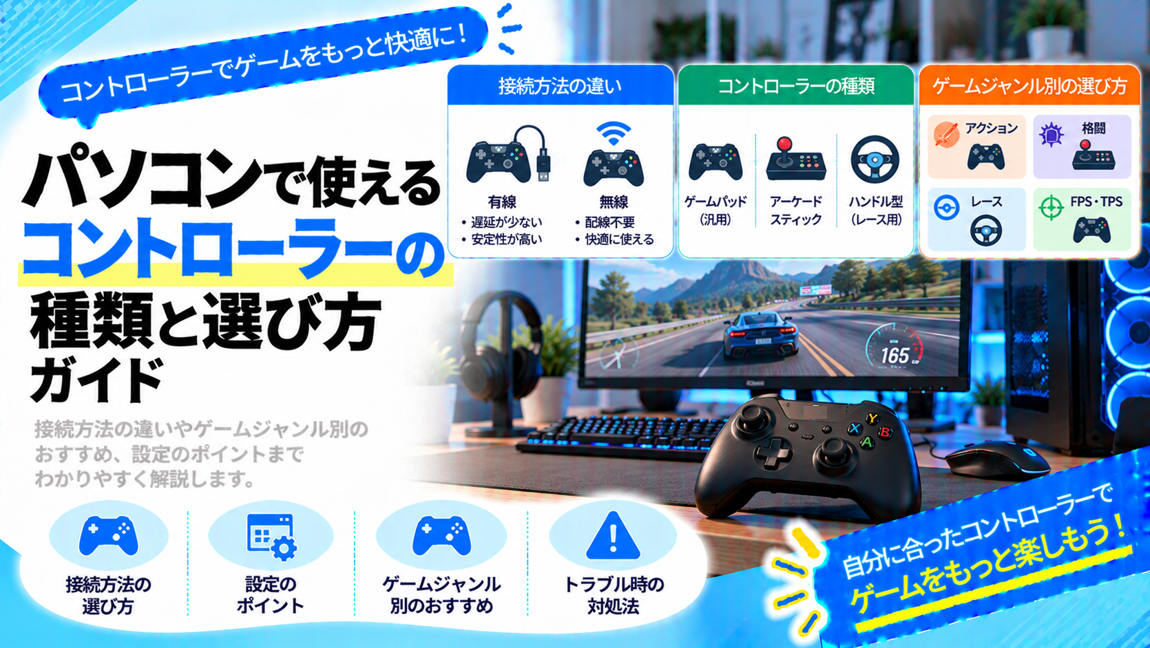 パソコンで使えるコントローラーの種類と選び方ガイド