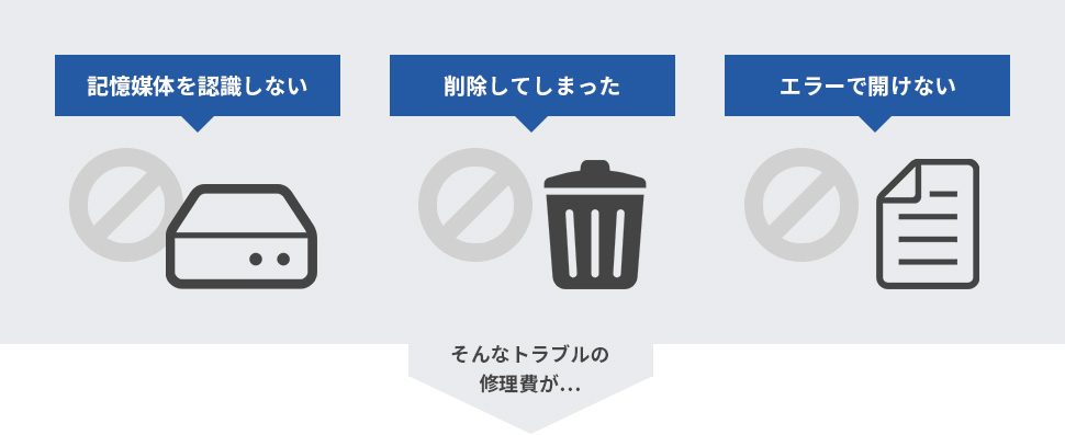 記憶媒体を認識しない 削除してしまった エラーで開けない そんなトラブルの修理費が…