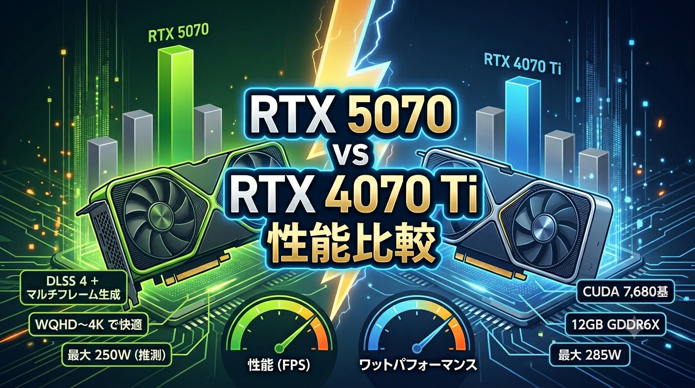 グラボ「RTX5070」と前世代「RTX4070Ti」の性能比較まとめ｜違いと選び方を解説