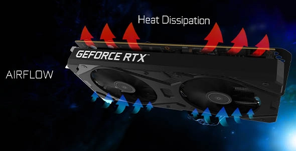 玄人志向 GG-RTX3060-E12GB/OC/DF (GeForce RTX 3060 12GB) LHR対応版_エアフロー