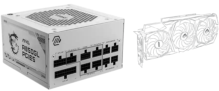 MSI MAG A850GL PCIE5 WHITE (850W)_ATX 3.0標準対応