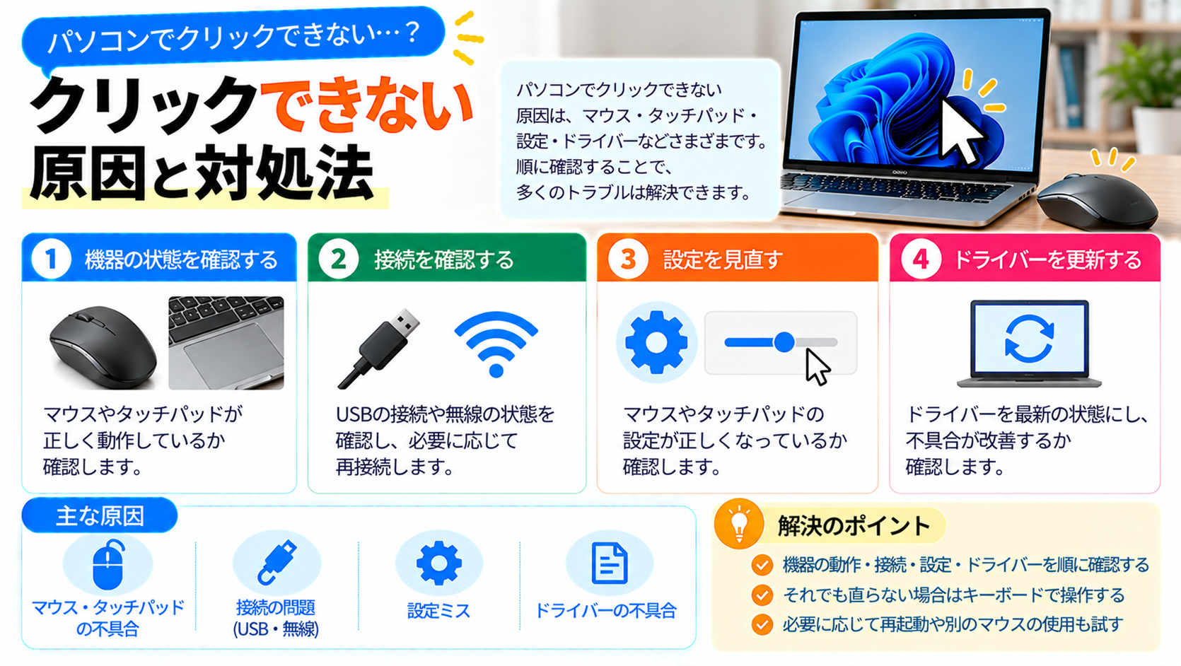パソコンでクリックできない原因とその対処方法を解説
