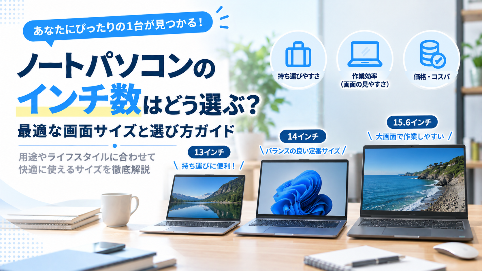 ノートパソコンは何インチ？サイズの確認方法と選び方をわかりやすく解説