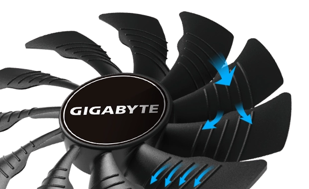 GIGABYTE GV-N1656WF2OC-4GD rev3.0 (GeForce GTX 1650 4GB)_ユニークなブレードファン