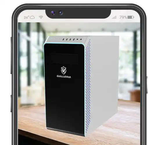 ARを使ってゲーミングパソコンを表示したイメージ