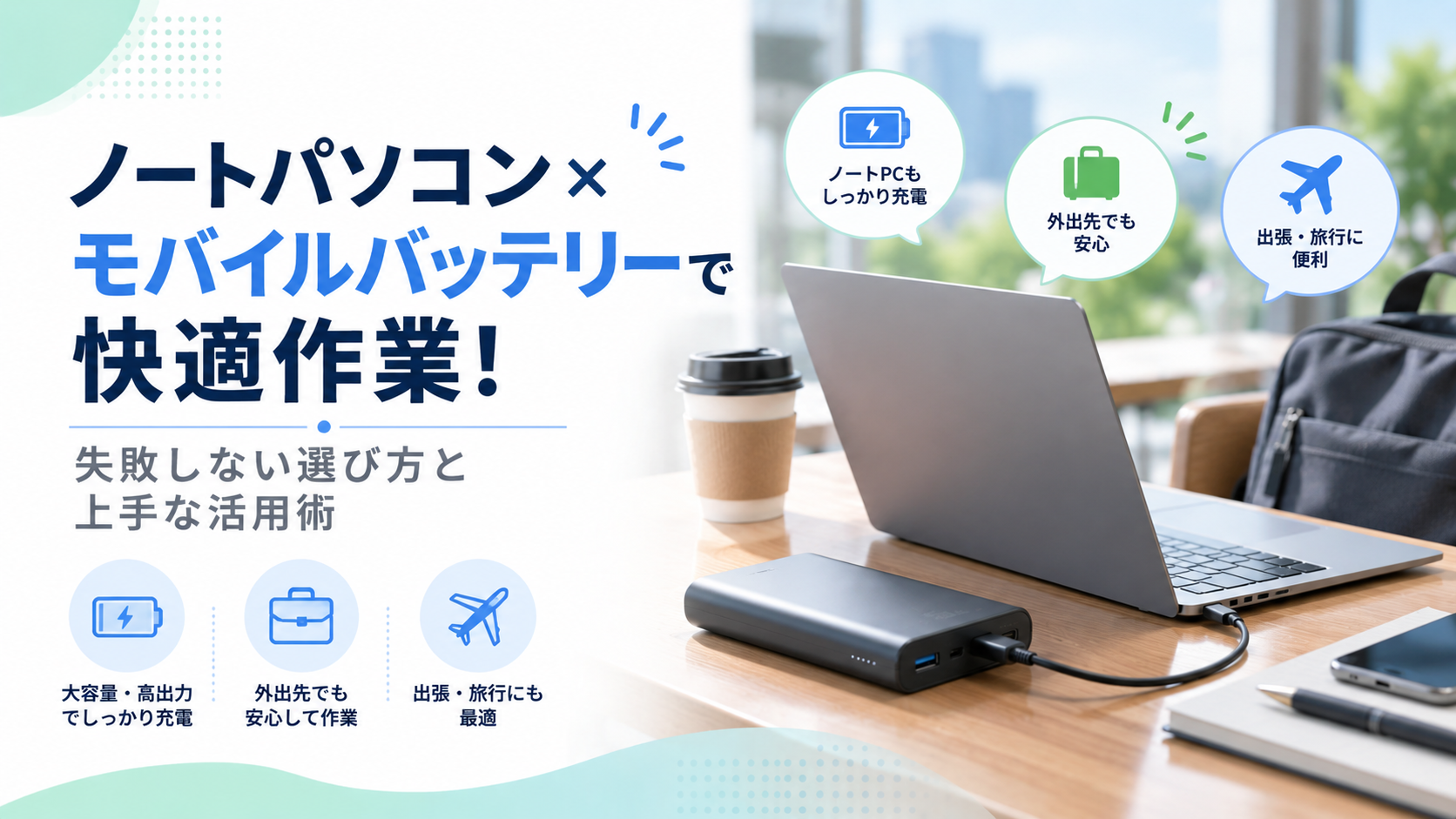 ノートパソコンをモバイルバッテリーで充電する方法