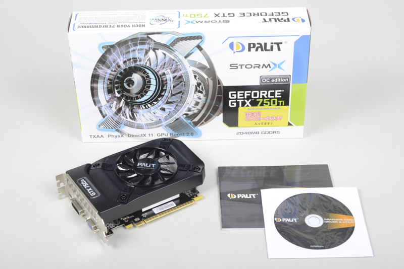 PalitのGeForce GTX 750Ti OC Edition。「OC」というのは「Over Clock」という意味で、規格以上のパフォーマンスで動作するエディションということです