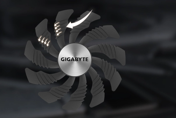 GIGABYTE GV-N406TWF2OC-16GD (GeForce RTX 4060 Ti 16GB)_ユニークなブレードファン