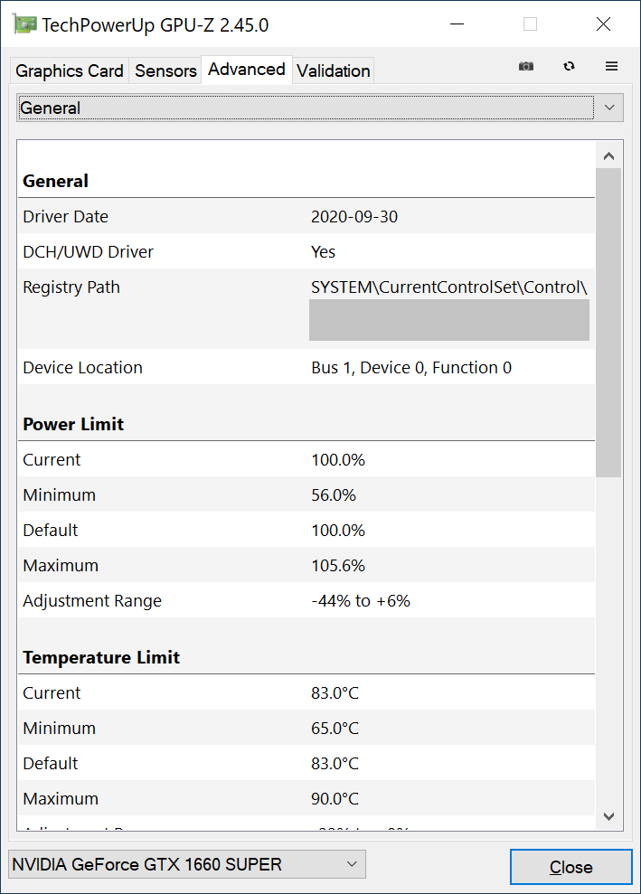 GPU-Zの「Advanced」タブの説明