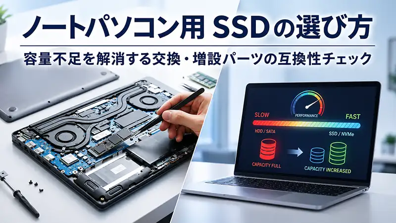 ノートパソコン用SSDの選び方｜容量不足を解消する交換・増設パーツの互換性チェック