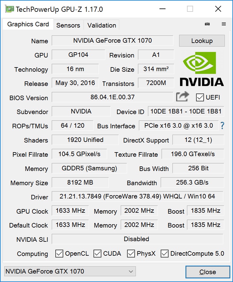 Palit GeForce GTX 1070 JetStream 風