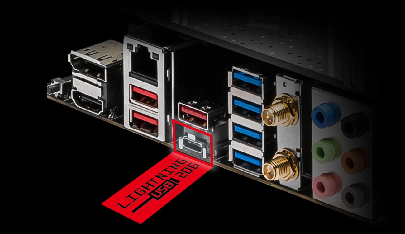 MSI B650 GAMING PLUS WIFI (B650 AM5 ATX)_ライトニング USB 3.2 GEN 2x2 20G による 2 倍の帯域幅