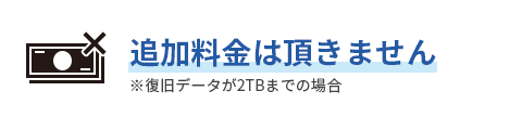 追加料金は頂きません ※復旧データが2TBまでの場合