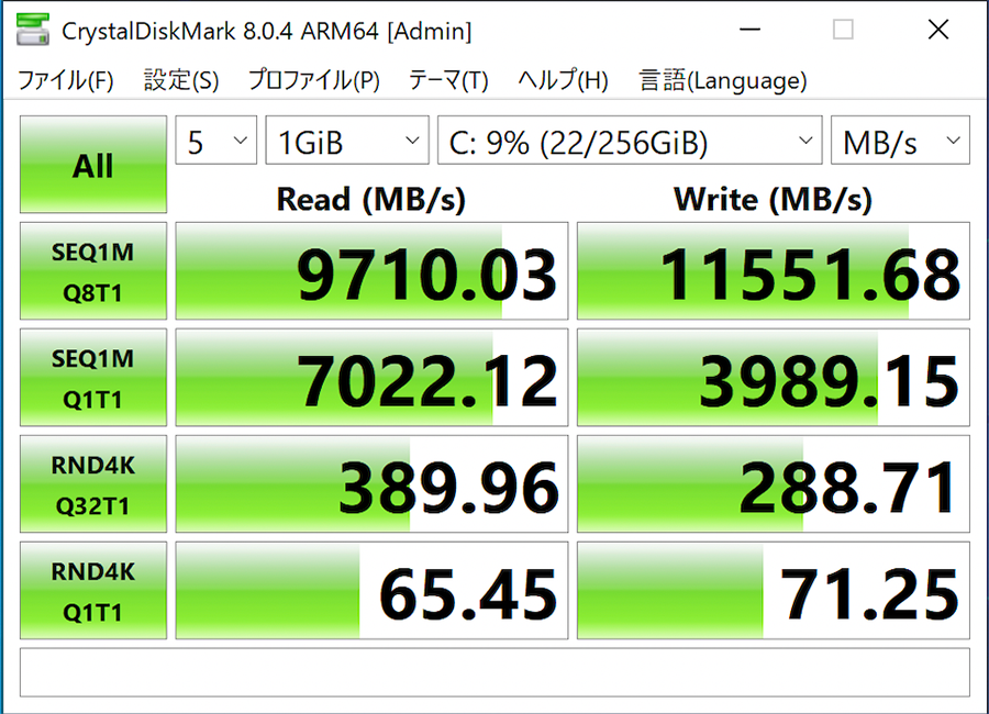 CrystalDiskMarkでのWindows上のデータの読み書きはスムーズで、Windows 10がParallels Desktop（パラレルス デスクトップ）上で動作していることを感じることはありませんでした。