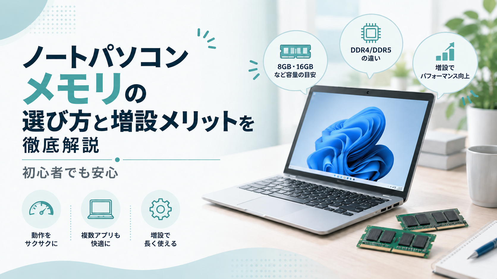 ノートパソコンのメモリを上手に選び・増設して快適性能を手に入れよう