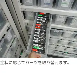 症状に応じてパーツを取り替えます。