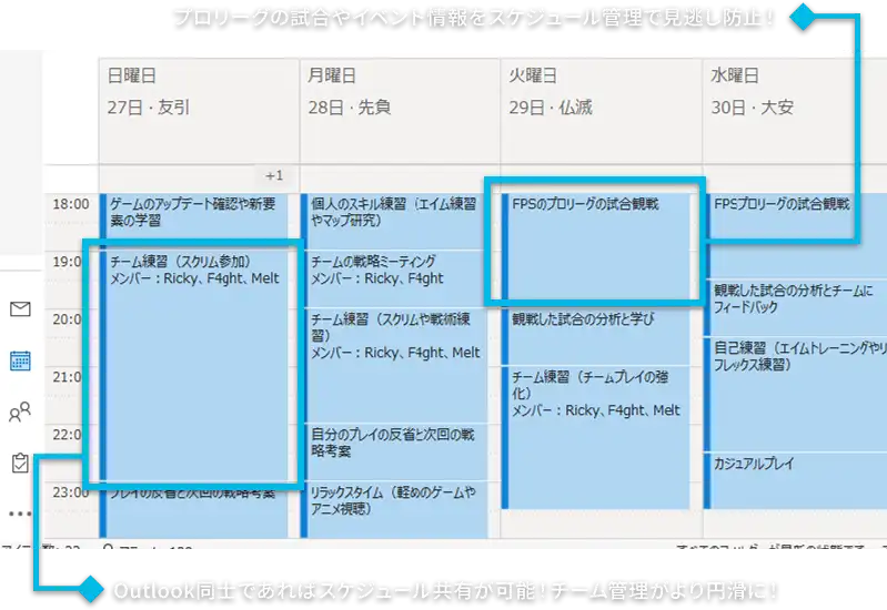 イベントやゲームプレイのスケジュール管理