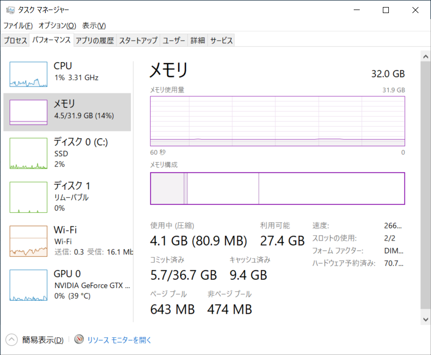 パソコンスペック「メインメモリ」