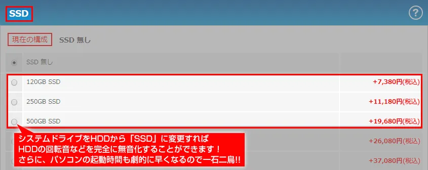 BTO パソコンのSSDを選ぶ方法