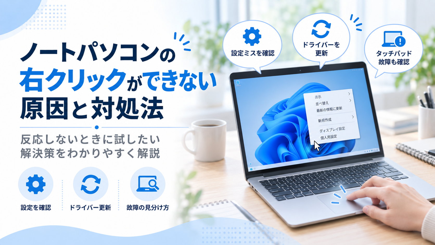 ノートパソコンの右クリックが反応しないときに試したい解決策一覧