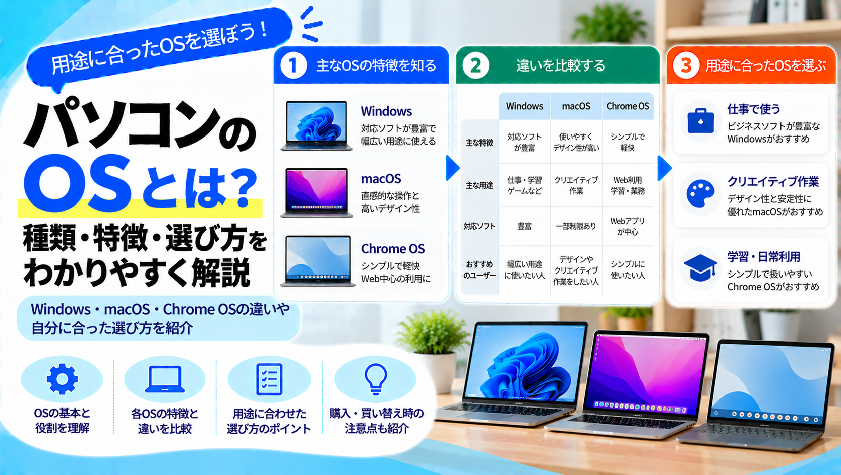 パソコンのOSの基礎知識｜主要な種類と選び方をわかりやすく解説