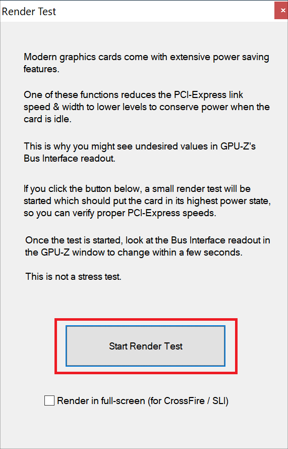 レンダーテストのウィンドウで「Start Render Test」をクリックします。