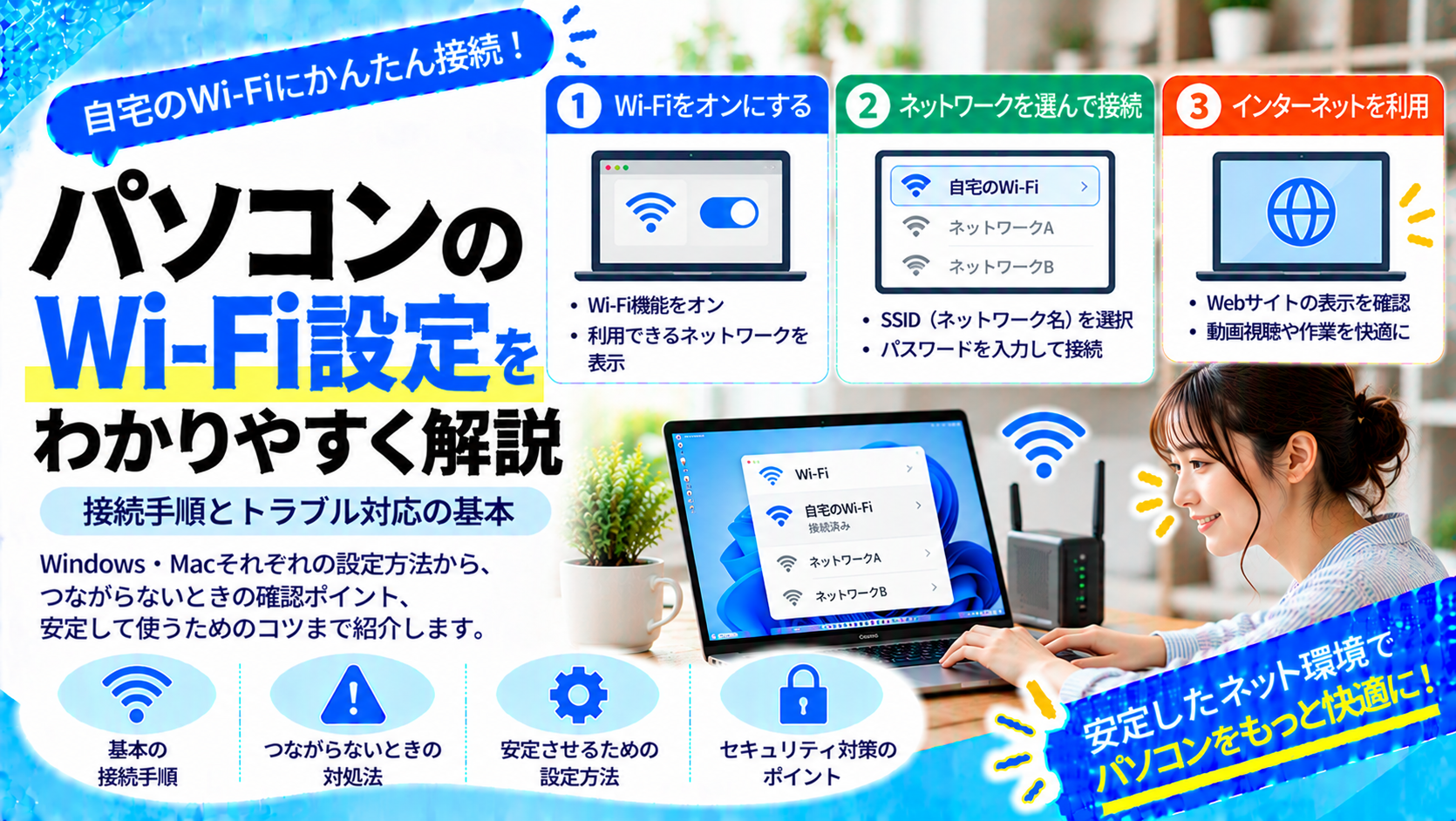 パソコンのWi-Fi設定をわかりやすく解説｜接続手順とトラブル対応の基本