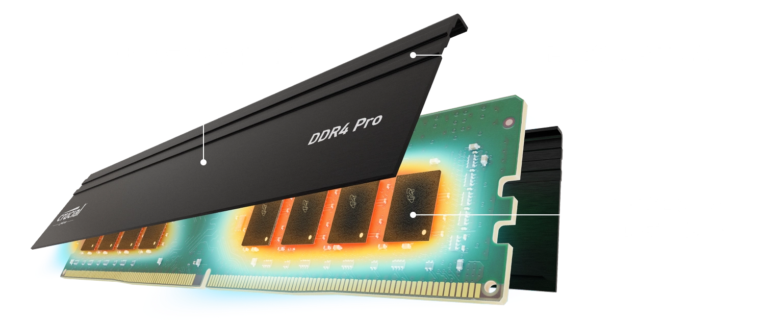 Crucial CP2K32G4DFRA32A (DDR4 PC4-25600 32GB 2枚組)_ロープロファイルヒートスプレッダー
