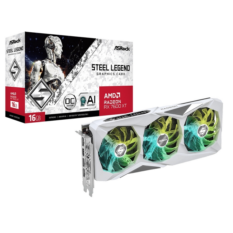 ASRock Radeon RX 7600 XT Steel Legend 16GB OC (RX7600XT SL 16GO)を